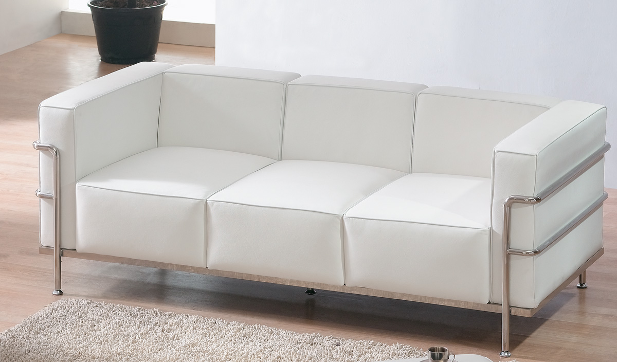 Le Corbusier estilo elegante sofá de cuero blanco